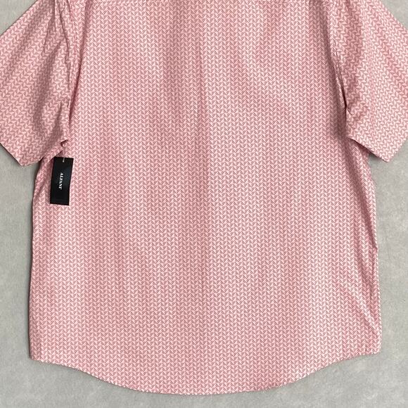Alfani Men's Small Short Sleeve Button-Up Cotton Shirt Pink Geo Print NEW - Picture 7 of 10